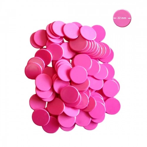 Set 100 jetoane pentru jocuri, diametru 22 mm, culoare roz Set 100 jetoane pentru jocuri, diametru 22 mm, culoare roz