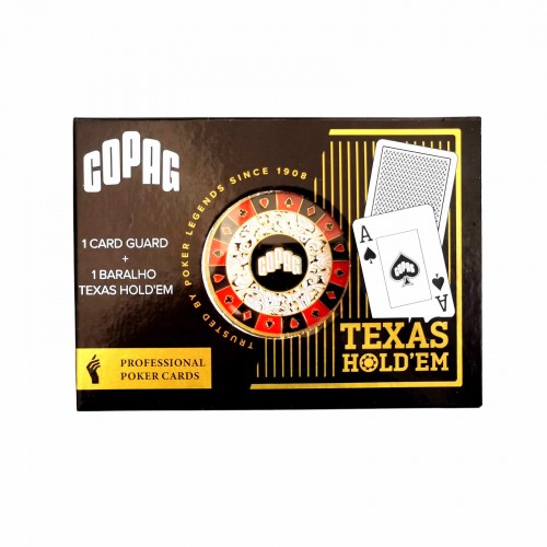 Set poker Copag Texas Hold'em, profesional, 1 pachet carti de joc 100% plastic, jeton metalic dealer Set poker Copag Texas Hold'em, profesional, 1 pachet carti de joc 100% plastic, jeton metalic dealer