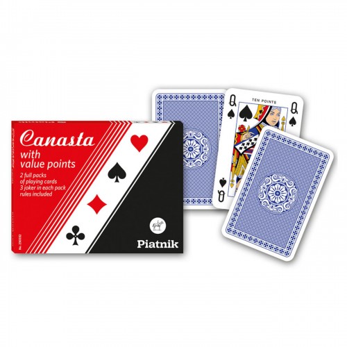 Set de 2 pachete de carti de joc Piatnik, Canasta, cu value points inscriptionate pe carti Set de 2 pachete de carti de joc Piatnik, Canasta, cu value points inscriptionate pe carti