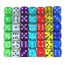Set 42 zaruri de 12 mm, de calitate, plastic translucid, 7 culori, cutie de transport Set 42 zaruri de 12 mm, de calitate, plastic translucid, 7 culori, cutie de transport